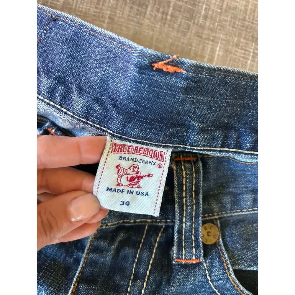 True Religion Ricky No World Tour Distressed Jeans USA Made Mens 33x34 Y2K